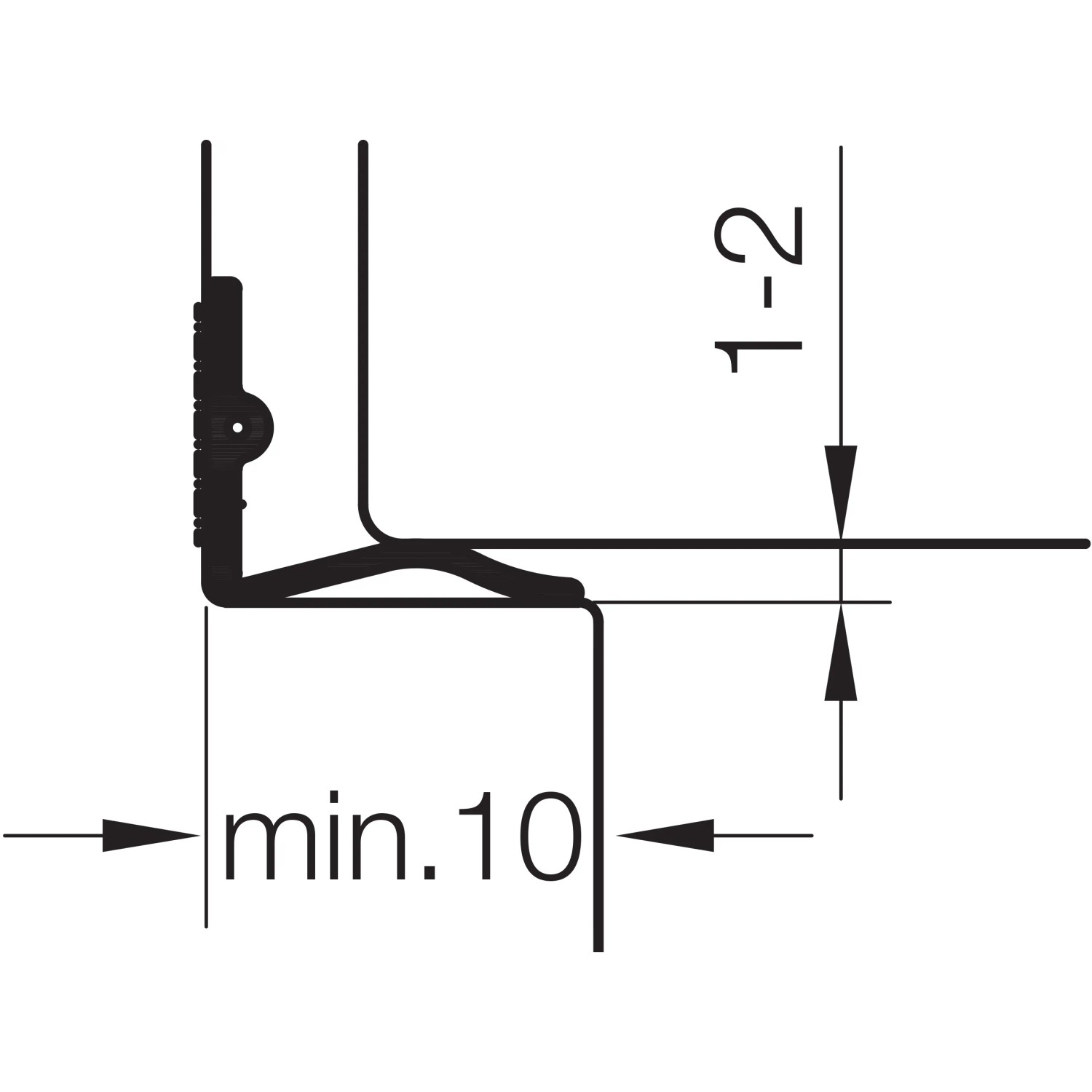 Detailzeichnung Primo Densa 12, selbstklebende Universaldichtung, weiße Türdichtung/Fensterdichtung.