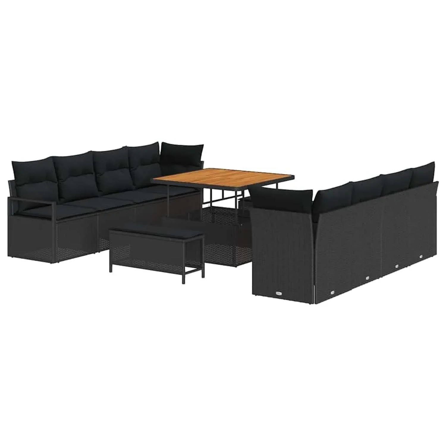 vidaXL Garten-Sofa-Set mit Kissen Schwarz 100 x 100 x 71 cm 3364454