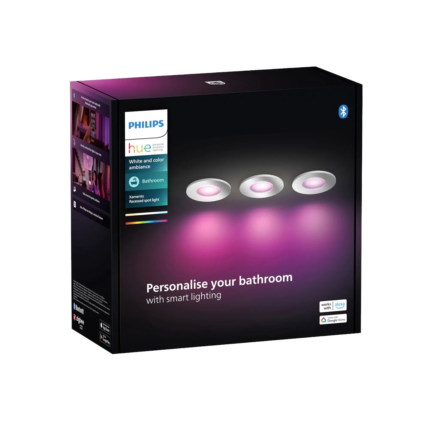 Philips Hue Smart-Einbauspot Xamento White & Color Ambiance Chrom 3er Pack