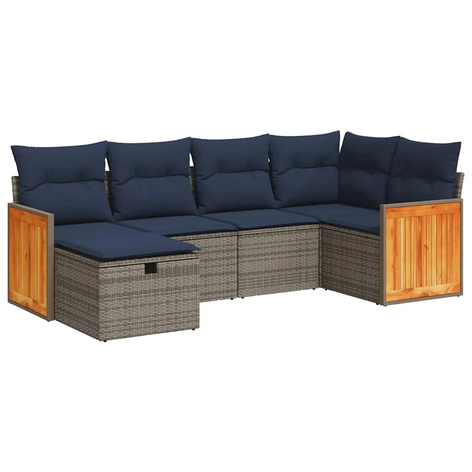 vidaXL 6-Tlg Garten-Sofagarnitur mit Kissen Grau Poly Rattan 3326030 günstig online kaufen