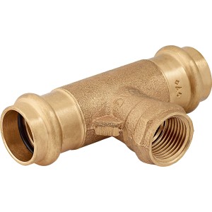 Rotguss Press-T-Stück 22 mm x 18,6 mm für Kupferrohre in Heizung und Sanitär.