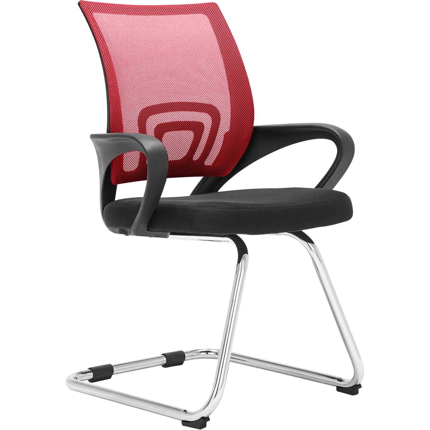 DELUKE Besucherstuhl WARSAW Stoff Rot 59x53x91cm Konferenzstuhl Wartezimmerstuhl Bürostuhl