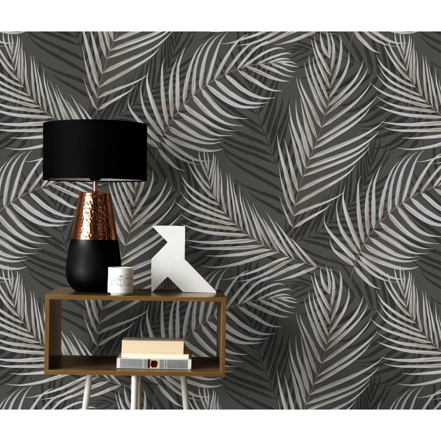 Erismann Vliestapete mit Palmblätter-Muster in Grau/Silber, Fashion for Walls 3.