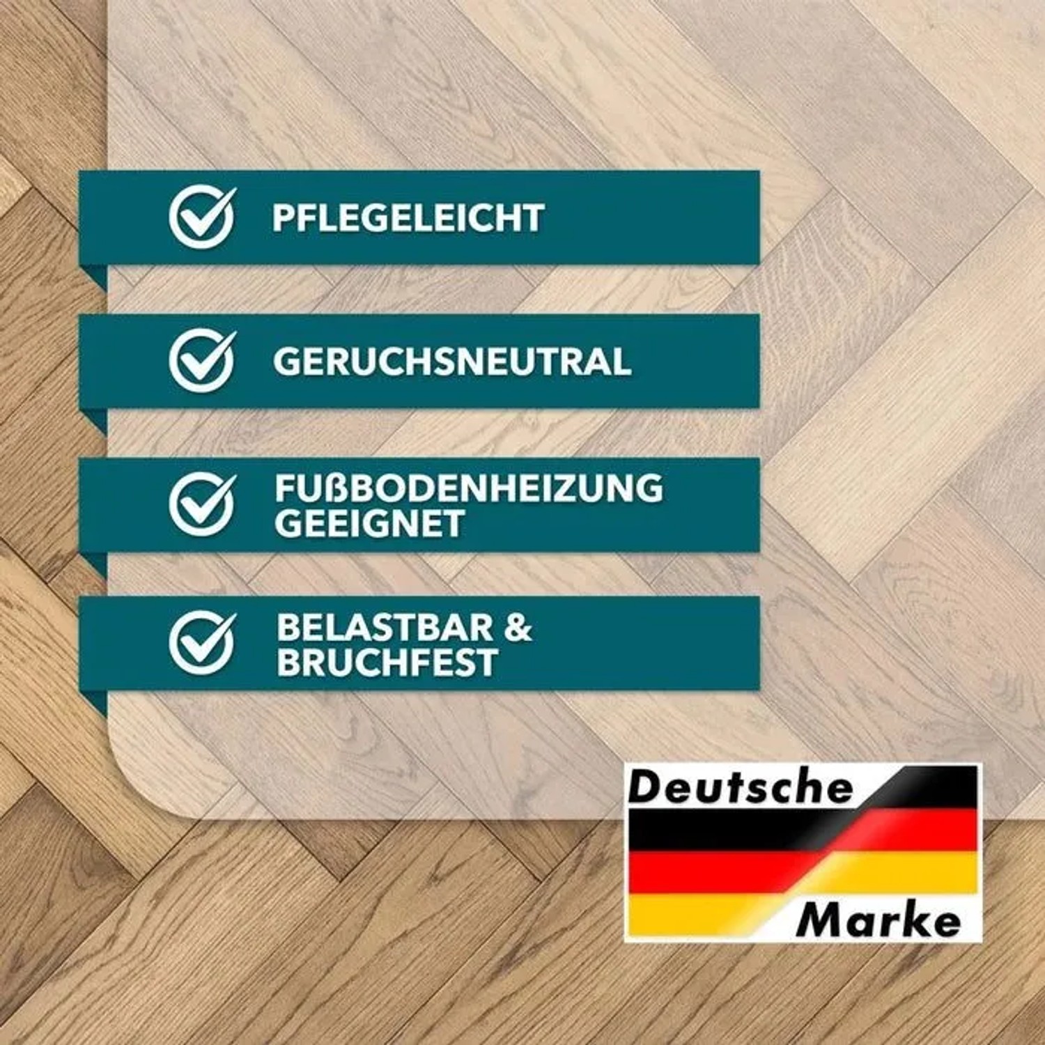 Transparente Floordirekt Bodenschutzmatte aus Polycarbonat für Hartböden, 114x120cm.