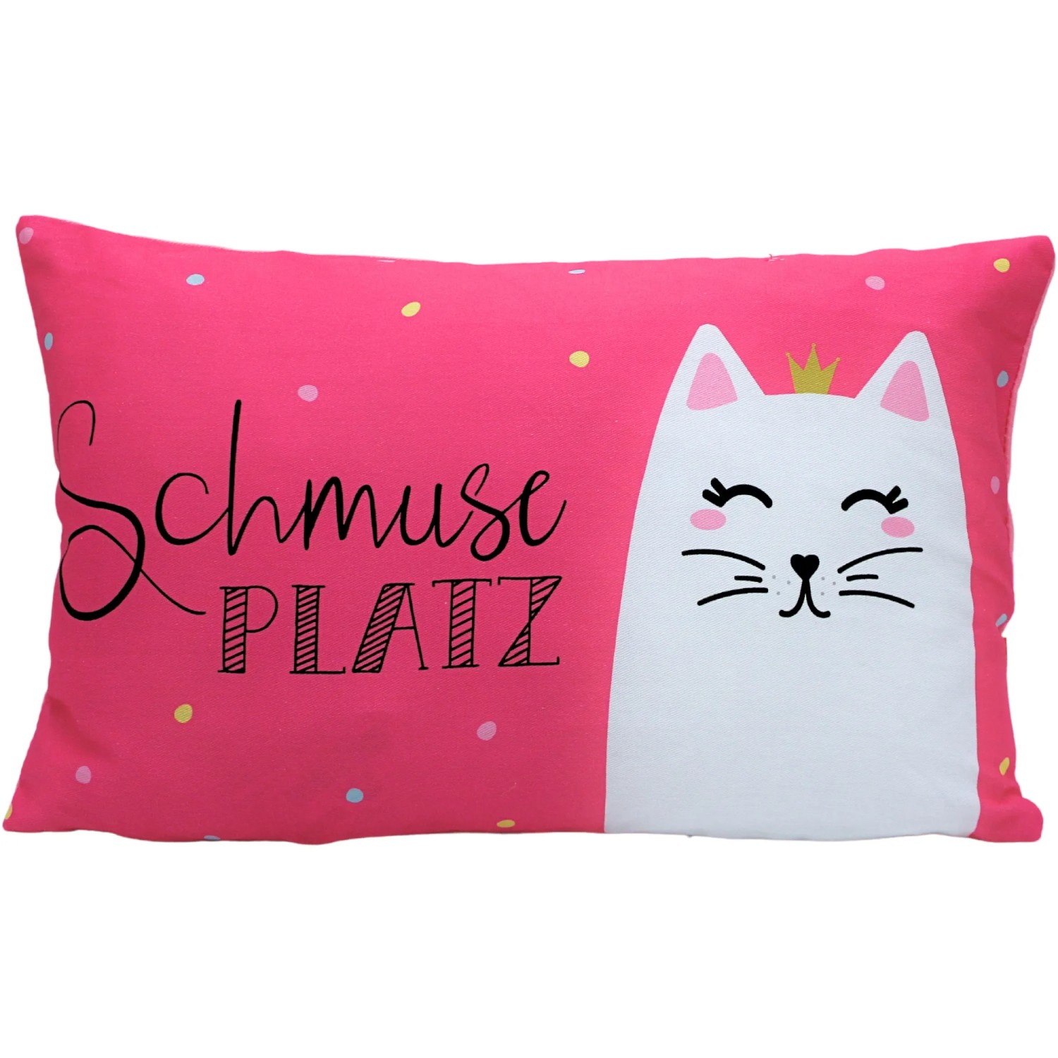 Dekohelden24 Zierkissen Kuschel Kissen mit Katze Dekokissen Kopfkissen Kissen Schmuse Platz L/B/H 40 x 13 x 23 cm