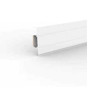 Weiße Kabelkanalleiste Cubica 60 sk, 22x60x2500 mm, zur unsichtbaren Kabelverlegung.