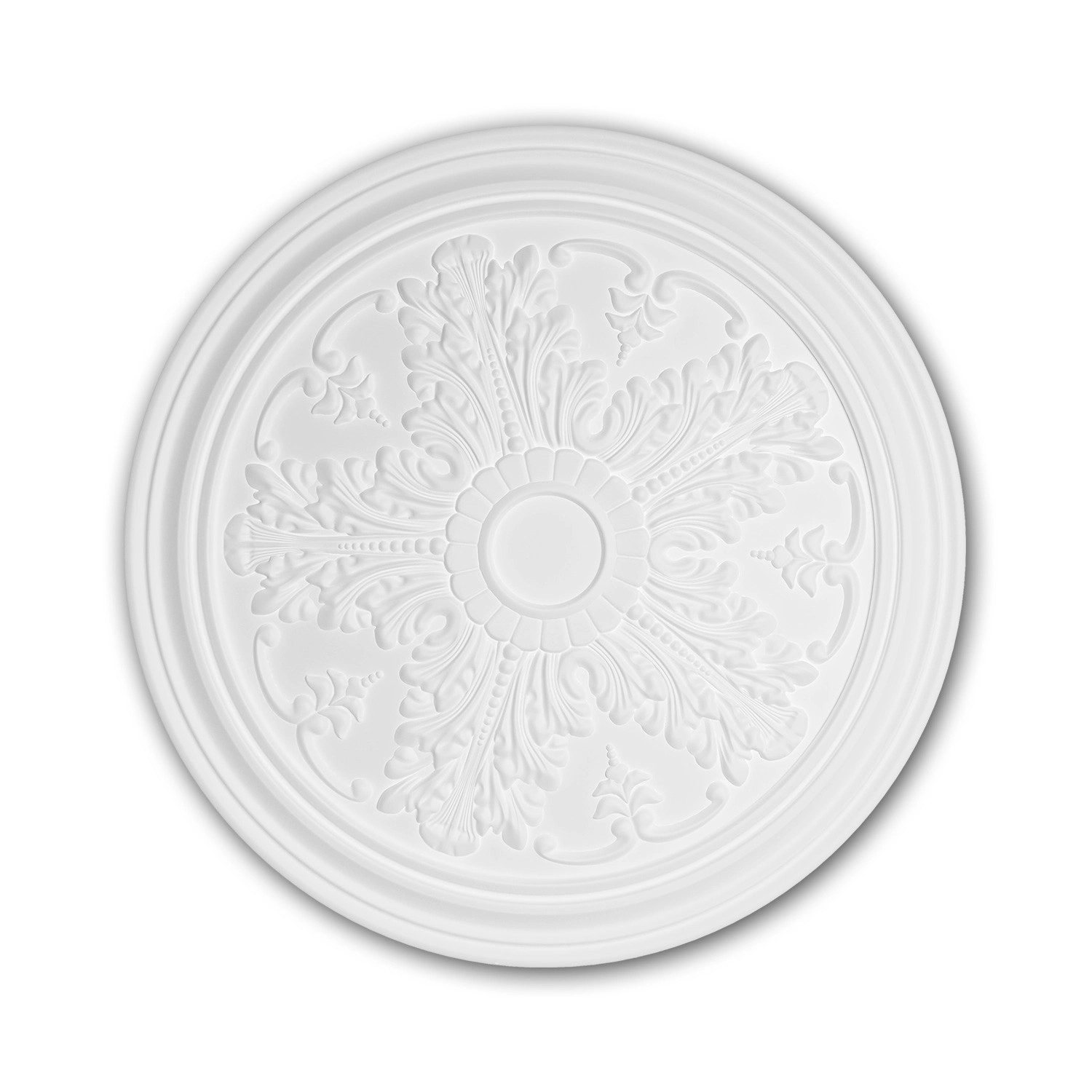 PROFHOME 156034 RoSette aus Polyurethan DeckenroSette Zierelement 51,2 cm 51,2 cm x 4,9 cm Weiß