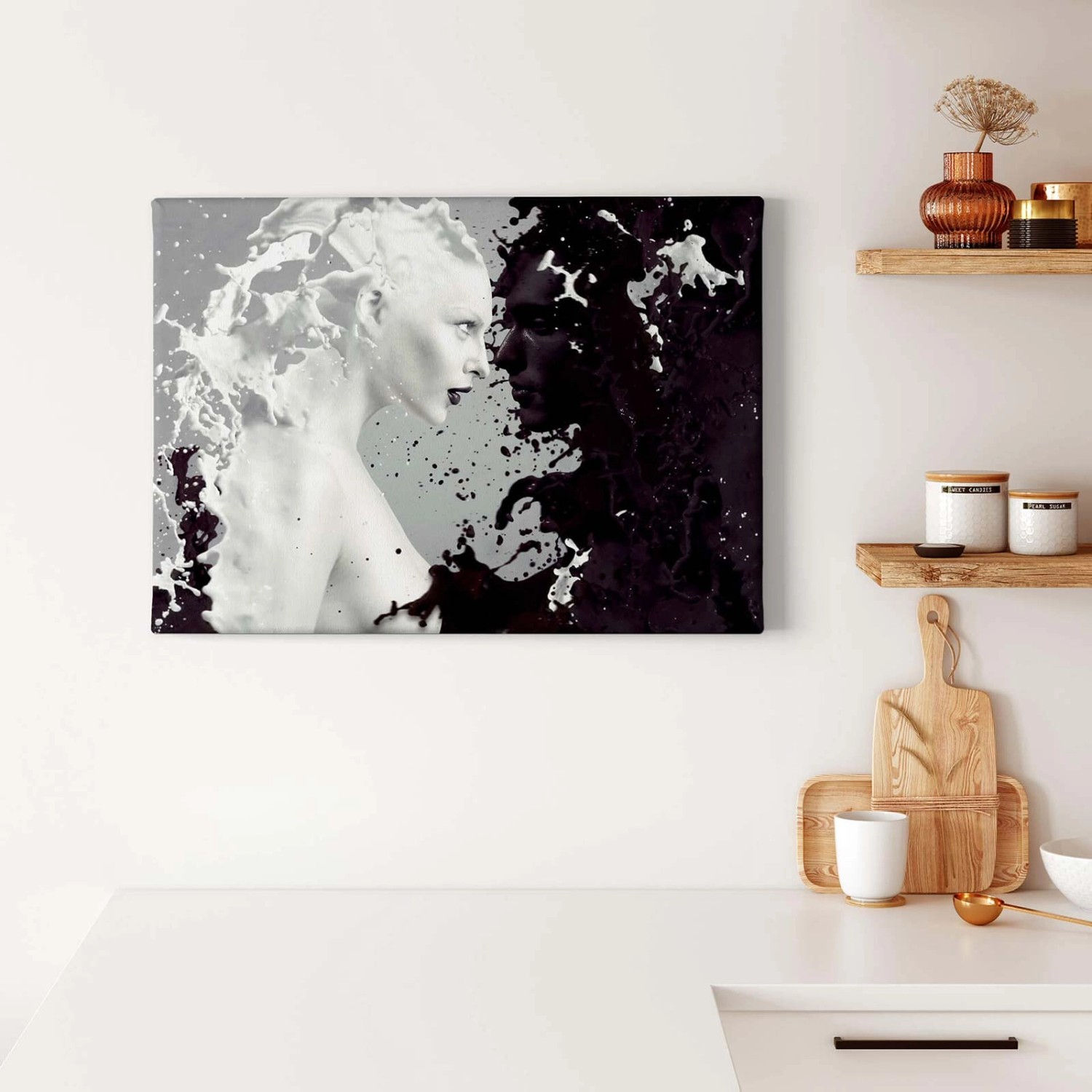 Bricoflor Wandbild In Schwarz Weiß Moderne Kunst Leinwand Bild Mit Personen Ausgefallenes Leinwandbild Ideal Für Küche U