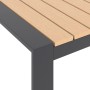 Detailansicht des Lounge-Tisches vom Lounge-Set Branford mit Holzlamellen und anthrazitfarbenem Gestell.