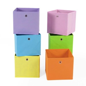 Sekey Aufbewahrungsboxen 6er Set Stoffboxen Faltboxen aus Vliesstoff mit Griff 33x33x33cm 6 Farben Bunt Regalbox für Kallax Regal Spielzeug Kleidung