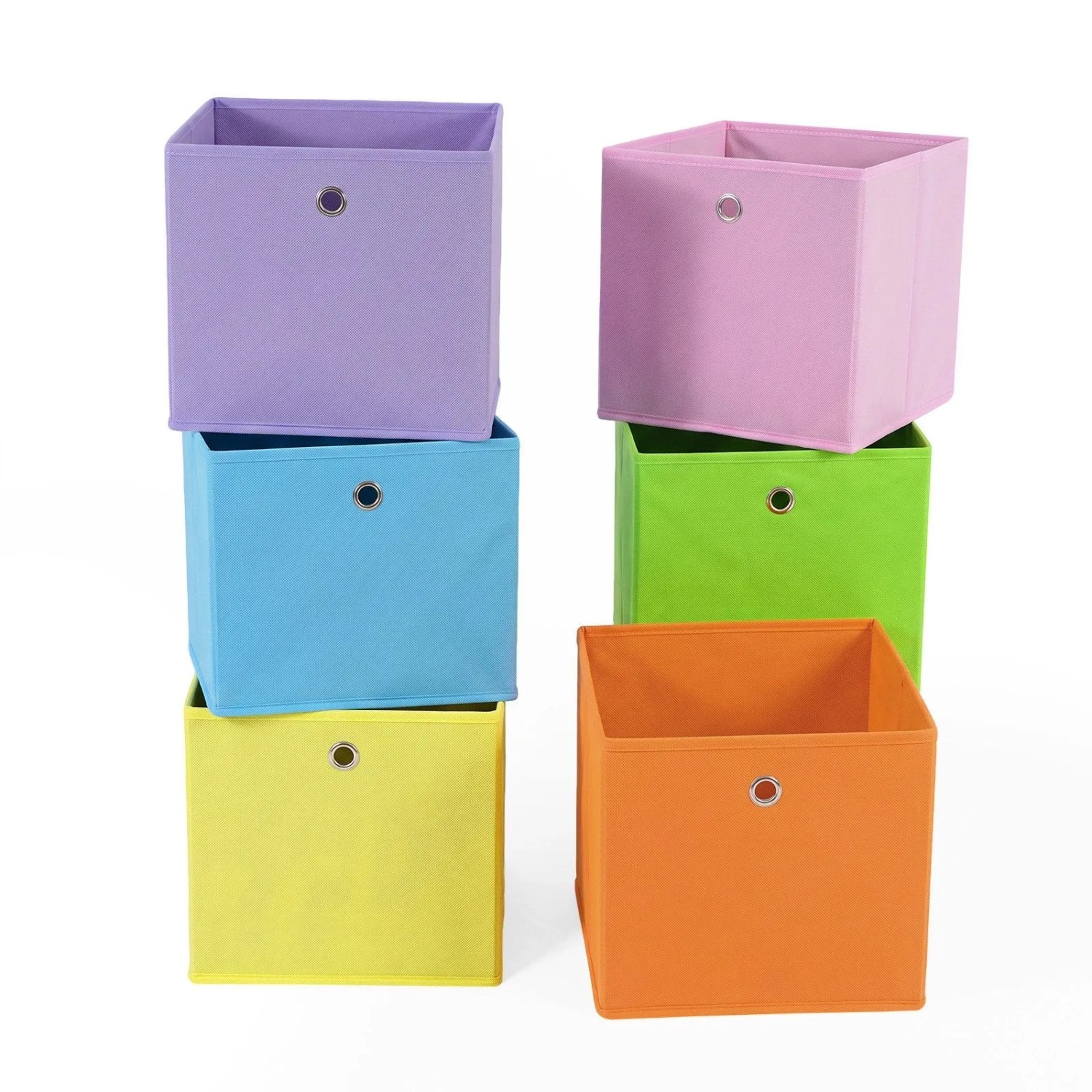 Sekey Aufbewahrungsboxen 6er Set Stoffboxen Faltboxen aus Vliesstoff mit Griff 33x33x33cm 6 Farben Bunt Regalbox für Kallax Regal Spielzeug Kleidung