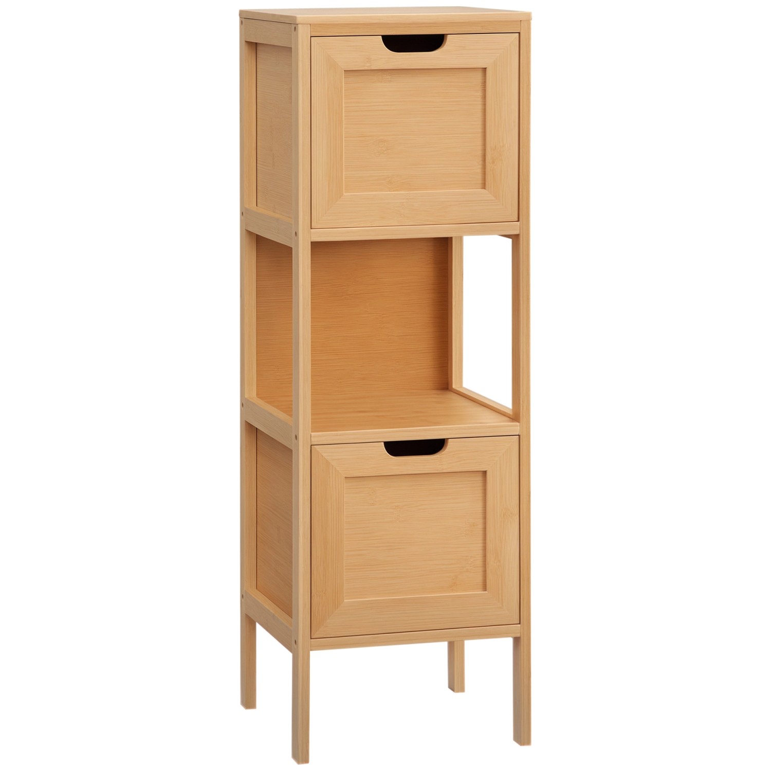 Kleankin Badezimmerschrank mit 2 Schubladen Naturholz 30 x 30 x 90 cm günstig online kaufen
