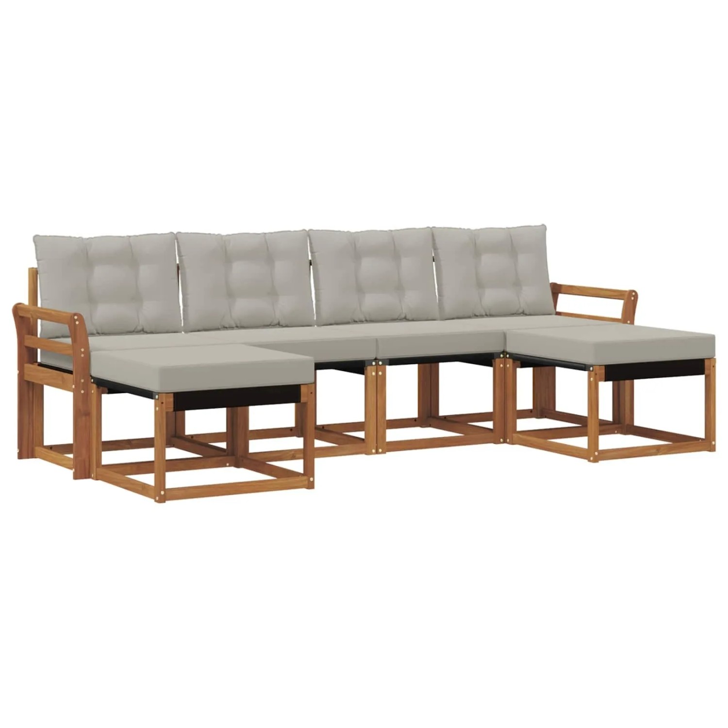 vidaXL Outdoor-Sofagarnitur mit Kissen 6-Tlg Natur und Hellgrau 3368930