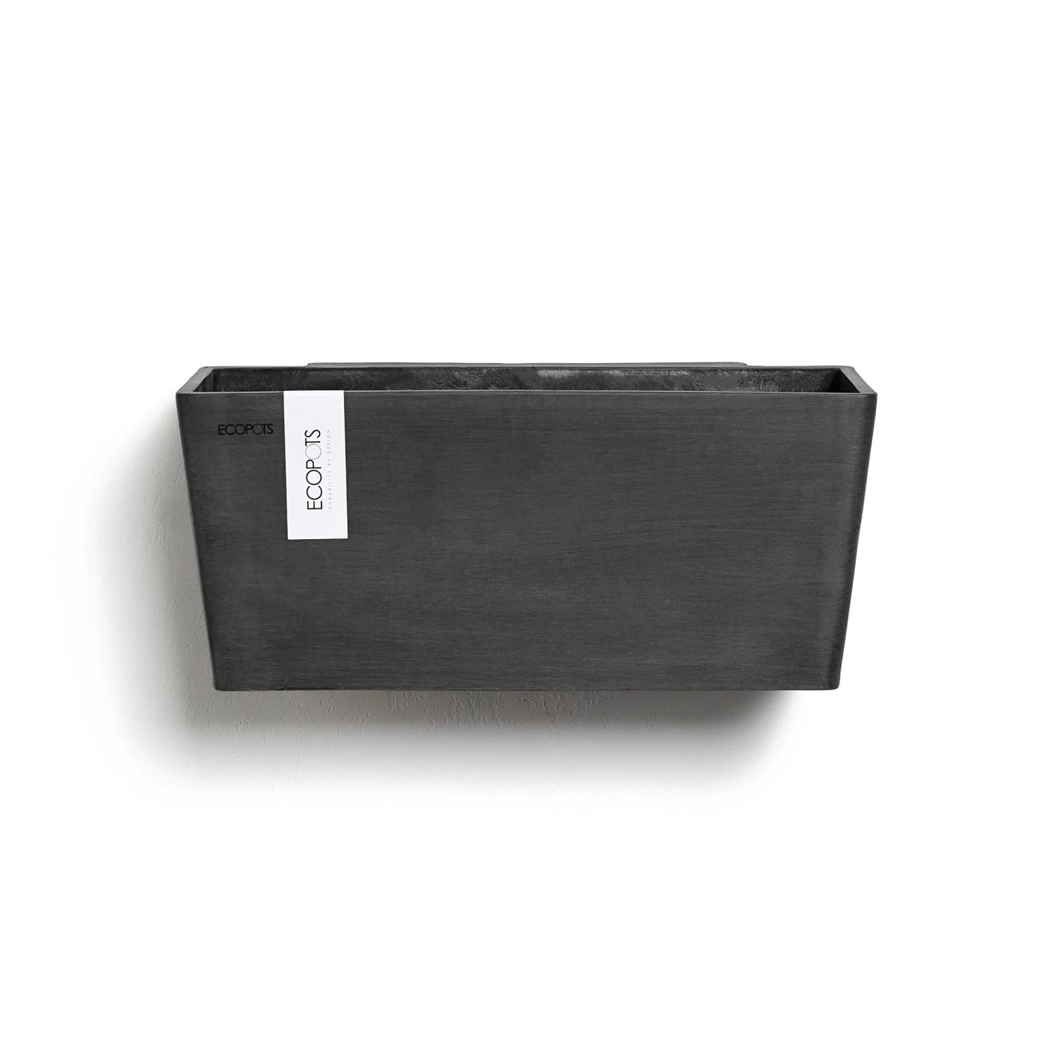 Ecopots Manhattan Wall Hängetopf, dunkelgrau, 35 cm breit. Ideal für Balkon und Terrasse.
