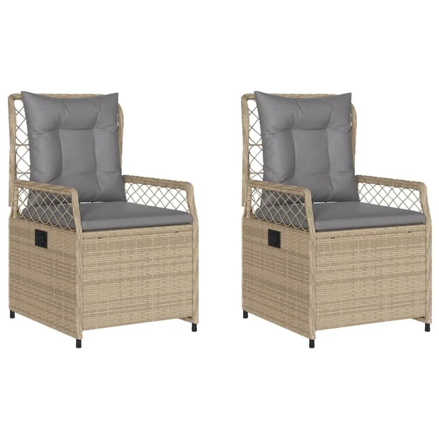 vidaXL Gartensessel 2 Stk Verstellbar Beige Poly Rattan 368664