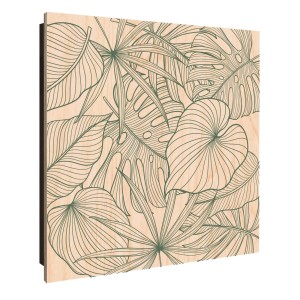 Banjado Schlüsselkasten aus Holz, 30x30cm, mit Monstera Motiv. Schlüsselbox für 50 Schlüssel.