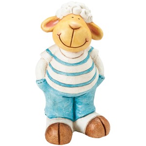 Blaue Deko-Figur Schaf, aufrecht, 40 cm hoch, für Garten und Haus.