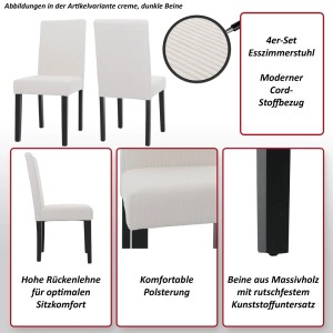 4er-Set Esszimmerstuhl Littau in Dunkelgrau mit dunklen Beinen und Cord-Bezug.