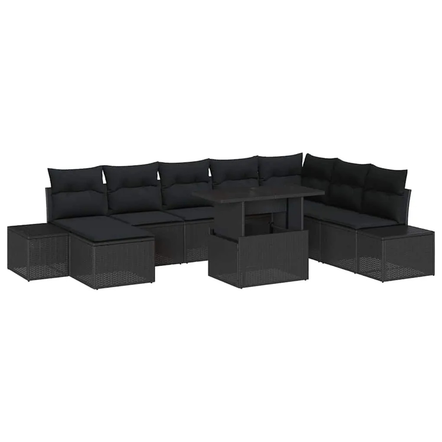 vidaXL Gartensofa-set mit Kissen 9-Tlg Schwarz Poly-Rattan 3349239 günstig online kaufen