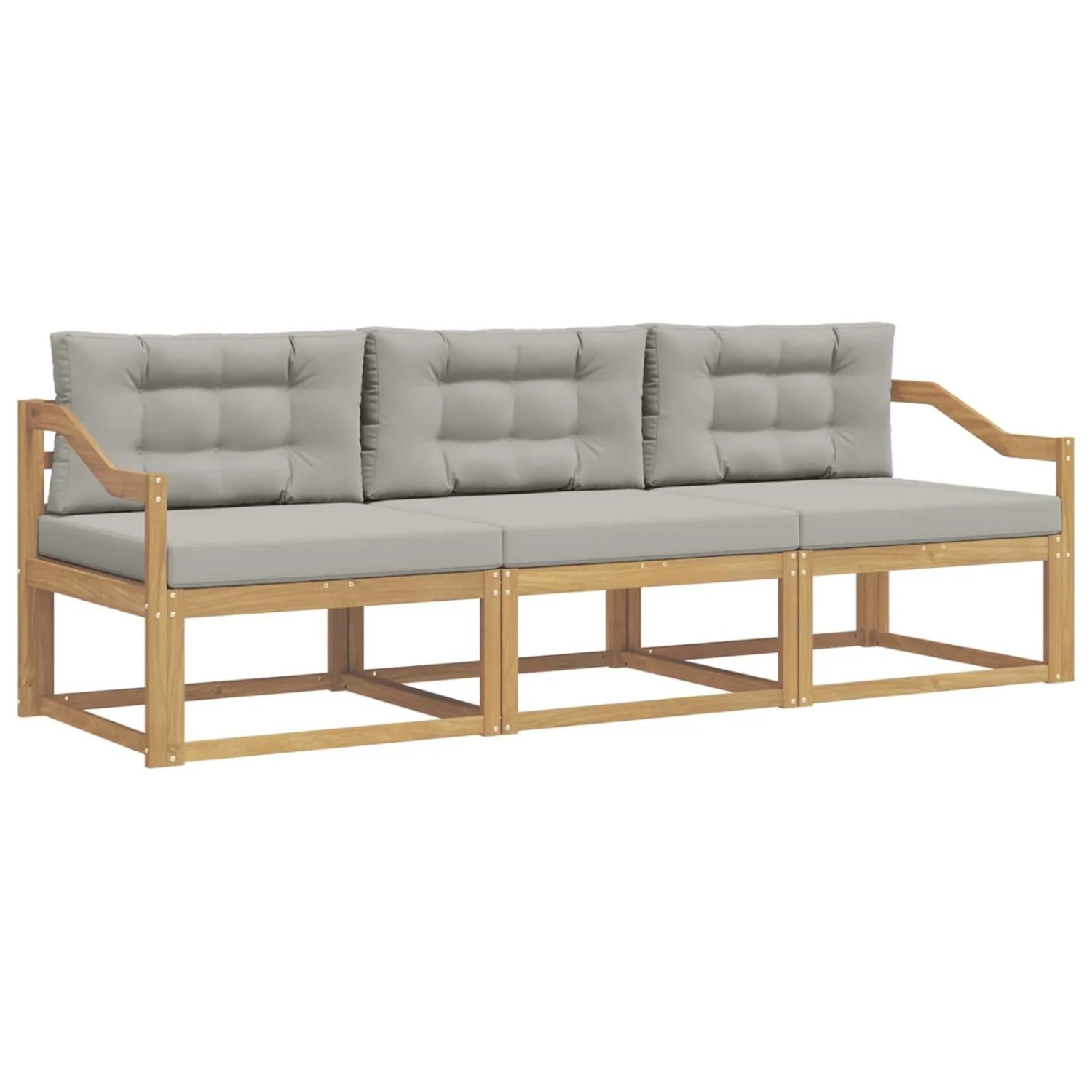 vidaXL Outdoor-Sofagarnitur 3 Stk Weiß und Hellgrau Polyester 3386005