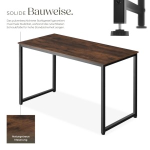 Tectake Schreibtisch Flint Industrial Style Holz und Stahl  59 x 120 x 76 50 cm Industrial Holz Dunkel  Rustikal