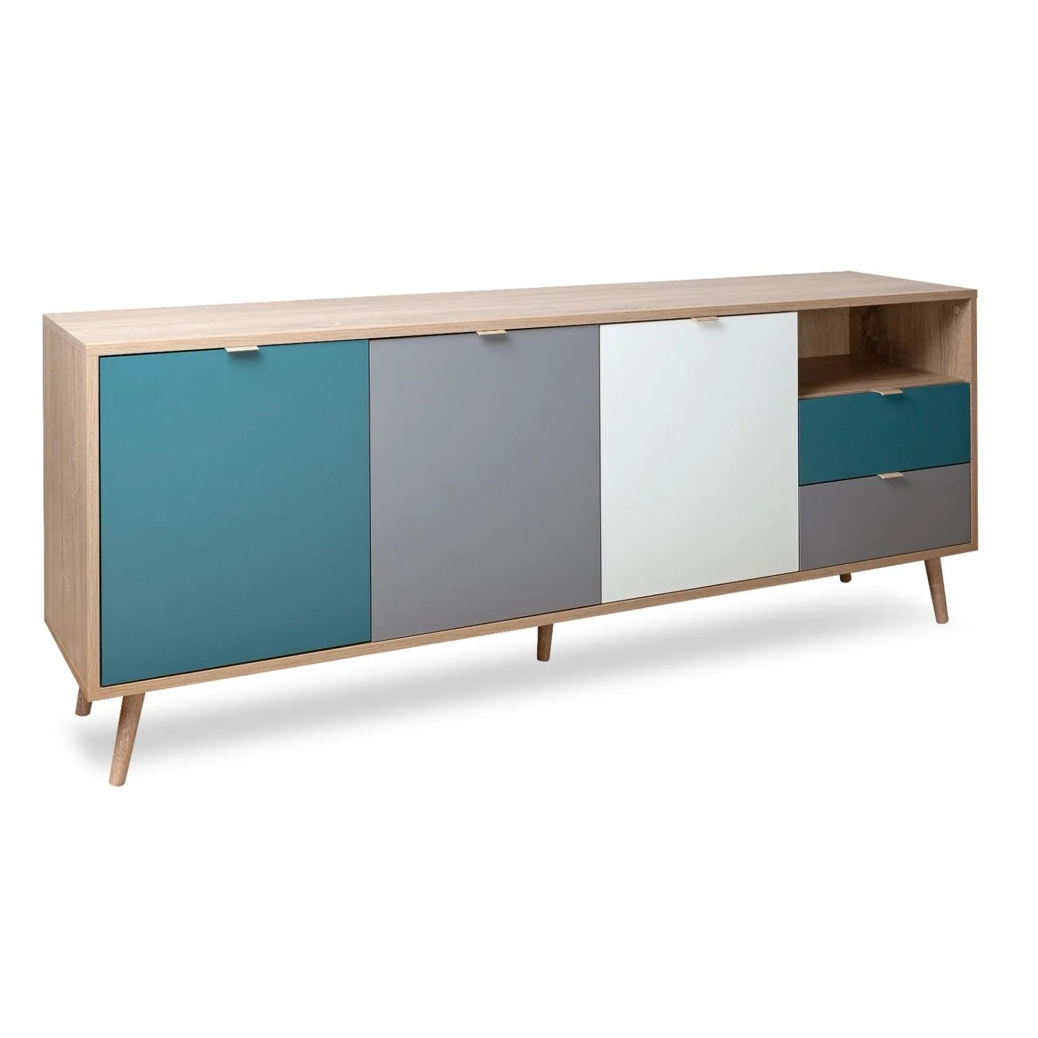 Furn.Design Sideboard Scandi Eiche Sonoma 180 cm 3-Türig Viel Stauraum Colo günstig online kaufen
