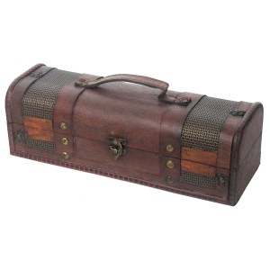 HMF VWB-PRT-QF-01 Vintage Deko Geschenkbox mit Deckel aus Holz für 1 Flasche Wein Querformat Portugal
