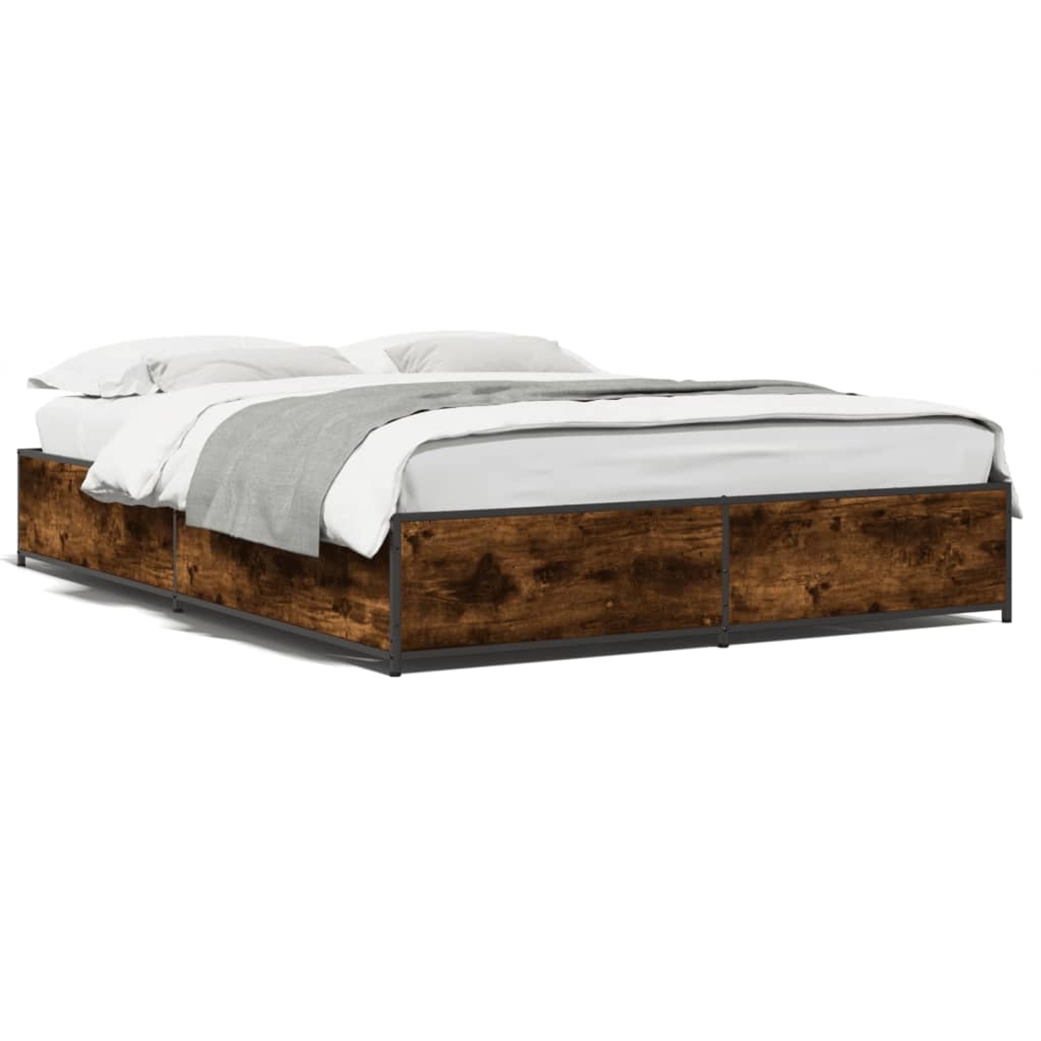 vidaXL Bettgestell Räuchereiche 120x200 cm Holzwerkstoff und Metall 3279849 günstig online kaufen