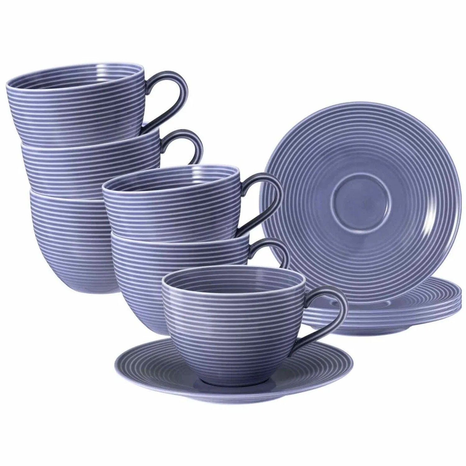 Seltmann Weiden Beat Color Glaze Teetassen mit Untertassen 6er Set Fliederblau