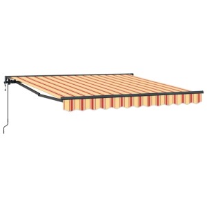 vidaXL Einziehbare Markise, mehrfarbig gestreift, 300x250 cm, für Terrasse & Garten.