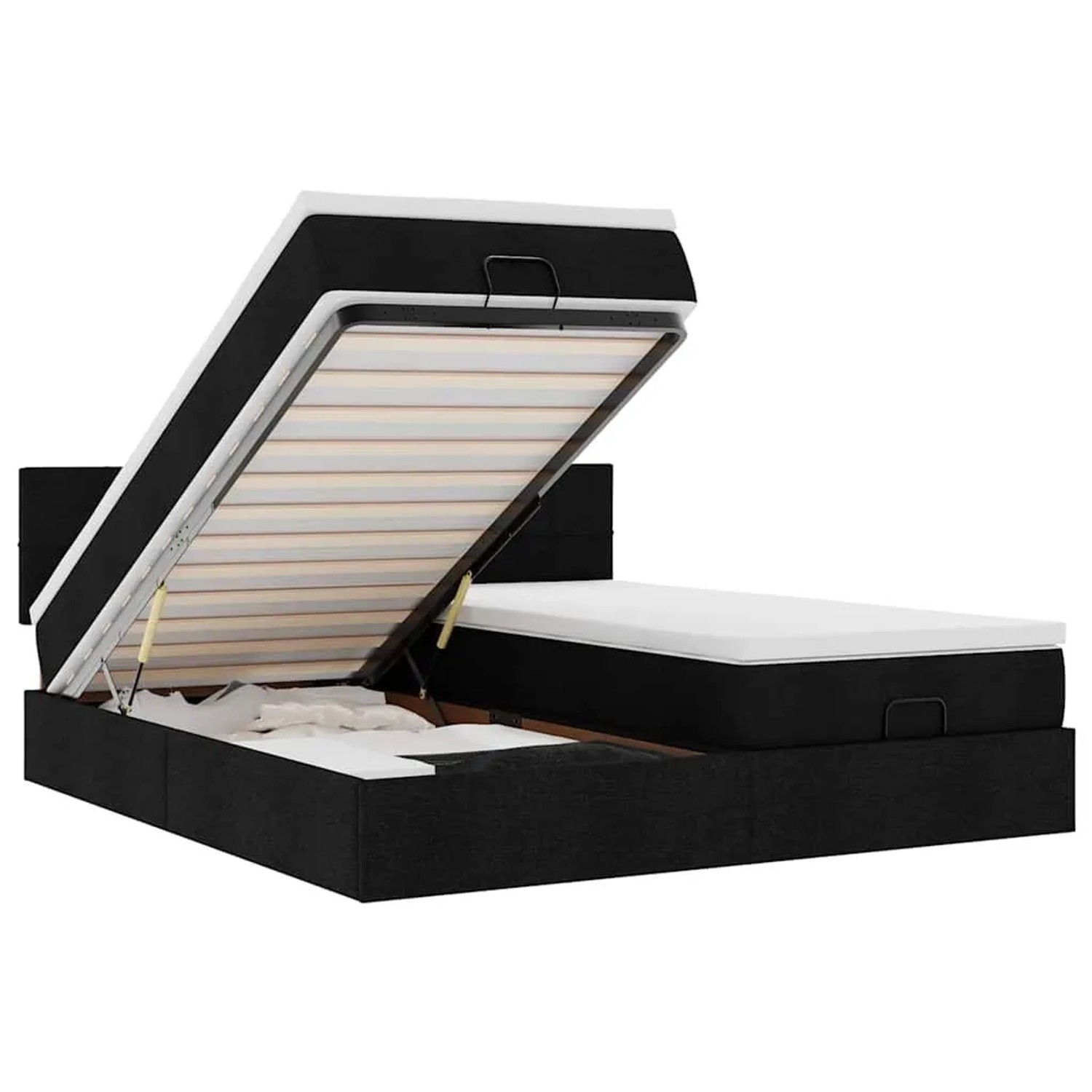 vidaXL Ottoman-Bett mit Matratzen Schwarz 160x200 cm Stoff 3311989