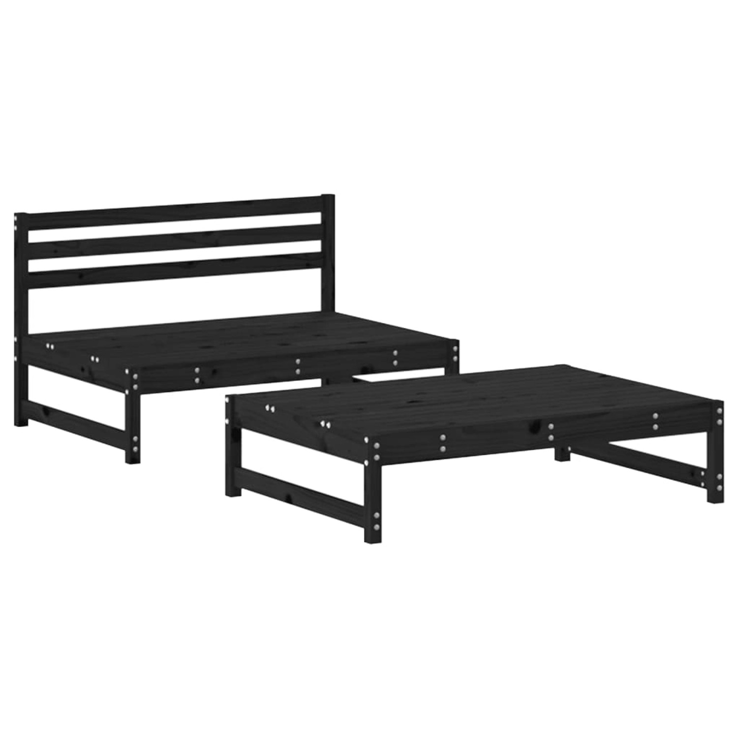 vidaXL 2-tlg Garten-Lounge-Set Schwarz Massivholz Kiefer Modell 4 günstig online kaufen