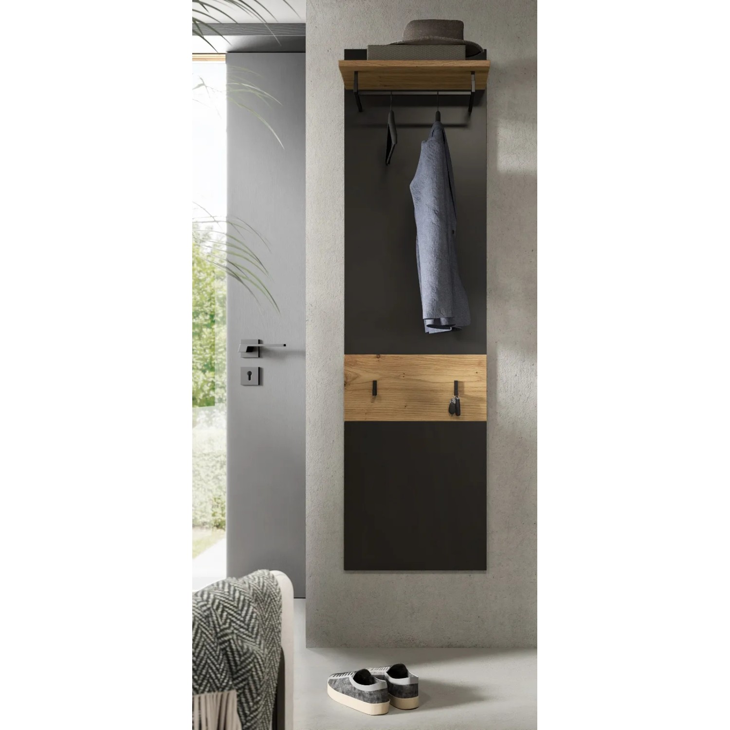 Inn.Furn Garderobenpaneel in Grau und Eiche 45 x 165 cm Cooper_5