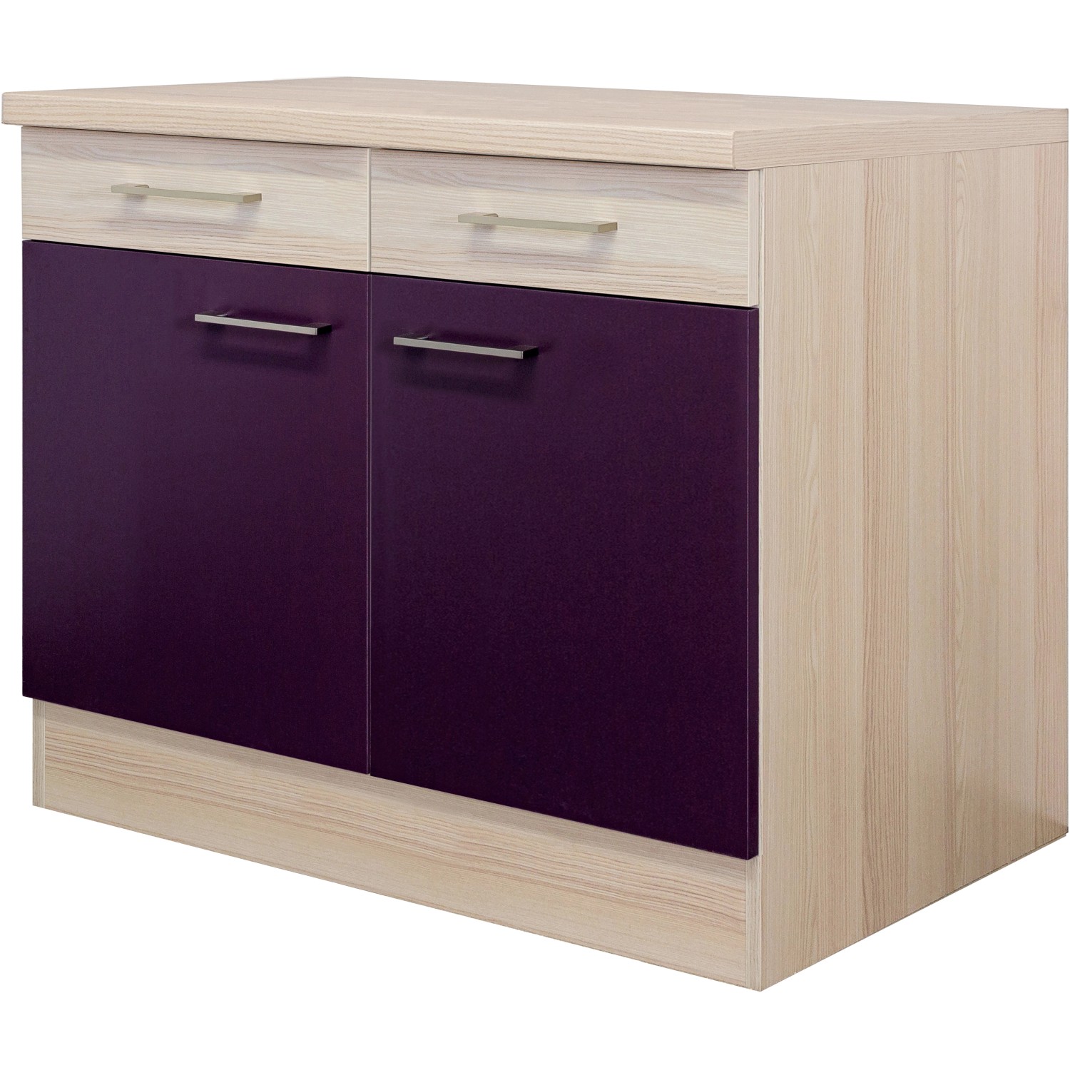 Flex-Well Exclusiv Unterschrank Focus 100 cm Akazie-Aubergine-Akazie