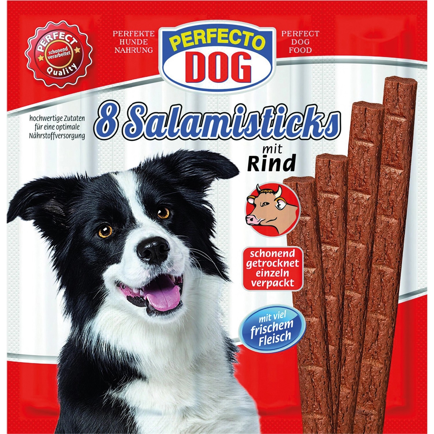 Perfecto Dog Hunde-Snack Salami mit Rind Hunde Snack 8 Stück