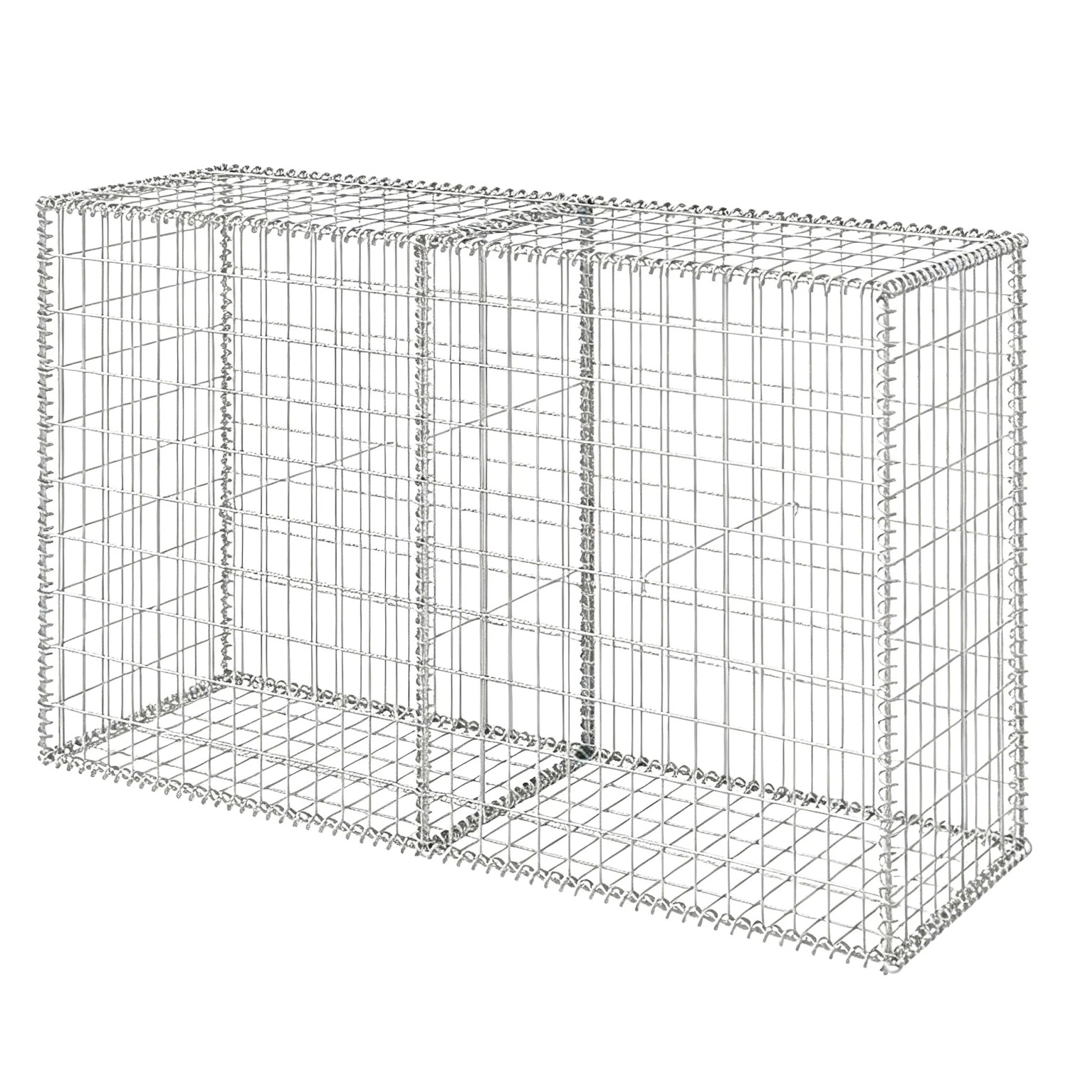 Relaxdays Gabione Stahl Silber Feuerverzinkt 150 cm x 50 cm x 100 cm