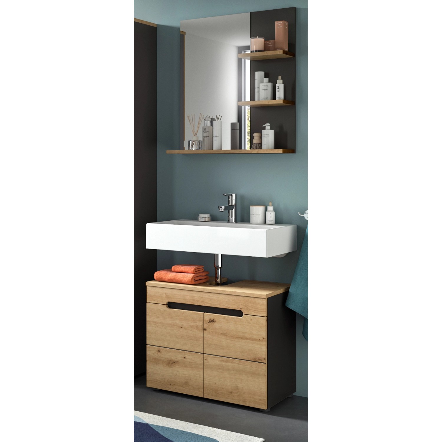 Inn.Furn Badmöbel Set in Eiche und Grau 2-teilig 63 cm Cooper günstig online kaufen