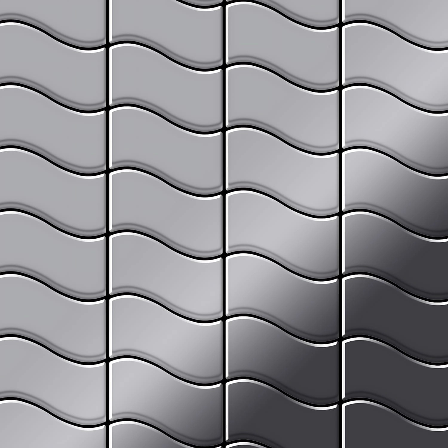ALLOY Mosaik Fliese Massiv Metall Edelstahl Hochglänzend Grau 1,6mm Stark F günstig online kaufen