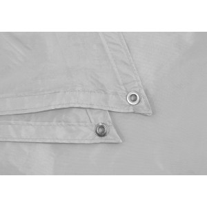 Detailansicht: Silbergraues Schneider Sonnensegel Lanzarote mit Ösen, 360x360 cm.