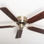 Extra flacher Deckenventilator Pepeo Kisa Deluxe, Messing Antik mit Holzflügeln in Eiche/Walnuss.