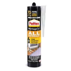 Pattex Montagekleber All Materials, 450g Kartusche, stark haftender Alleskleber für Innen- und Außenbereich.