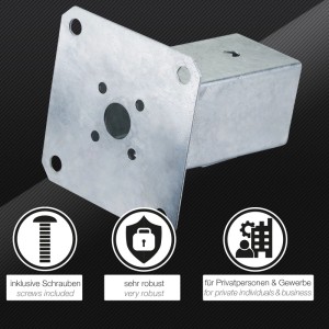 SOTECH Pfostenträger Bodenanker Zum Aufschrauben Vierkant 60 x 60 mm Feuerverzinkt