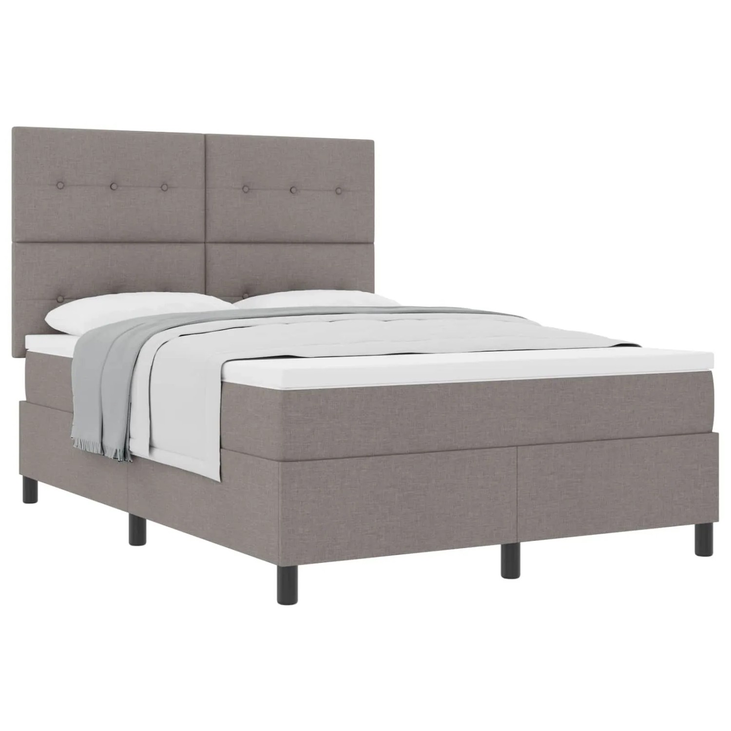 vidaXL Boxspringbett mit Matratze Taupe 140 x 190 cm Stoff 3339389