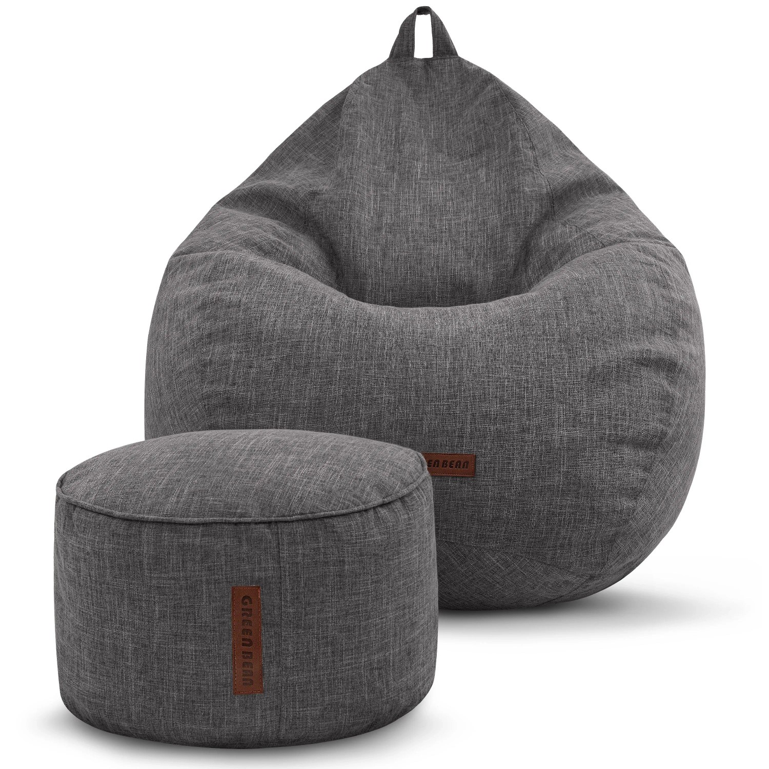 Green Bean Sitzhocker Motiv-Sitzsack 100 x 50 x 120 cm Linen Waschbarer Bezug Dunkelgrau