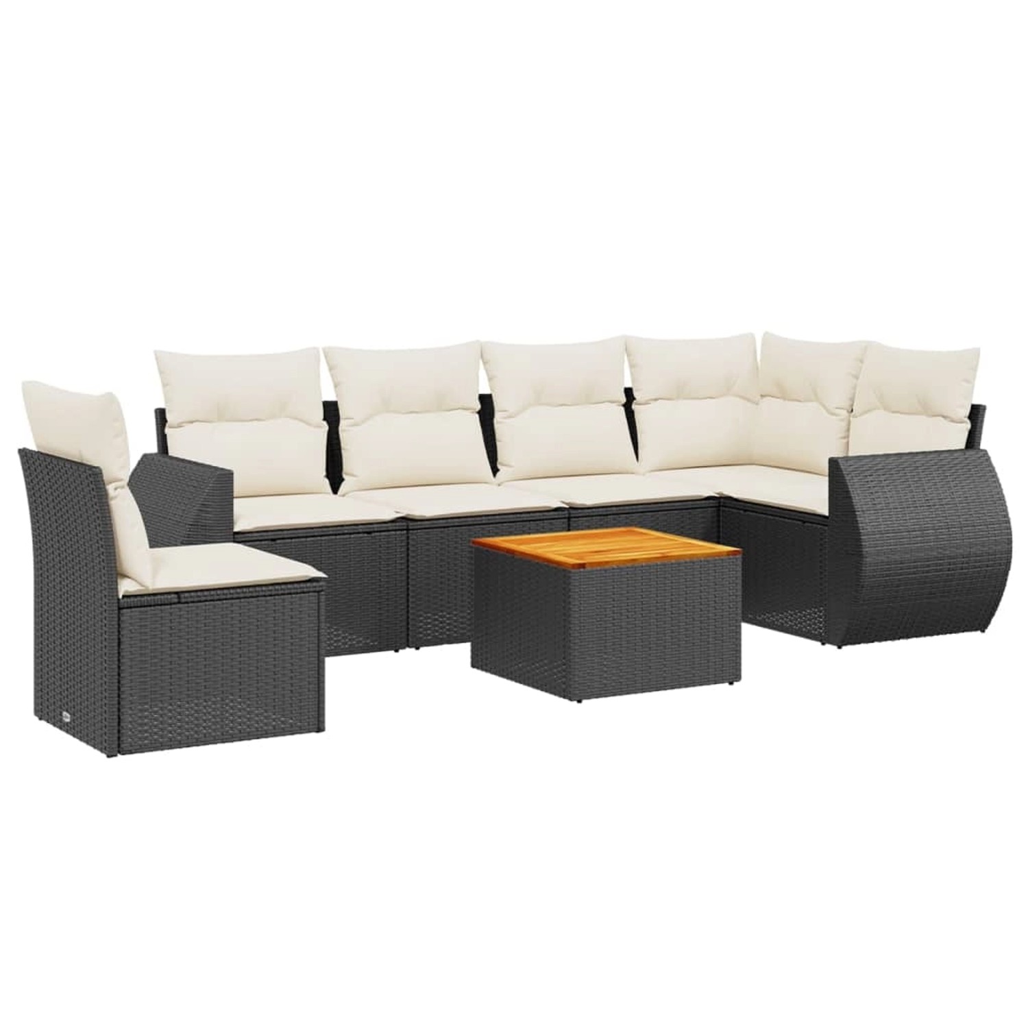 vidaXL 7-Tlg Garten-Sofagarnitur mit Kissen Schwarz Poly Rattan 3257358 günstig online kaufen