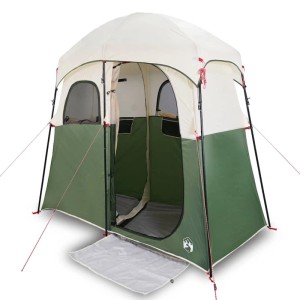 Grünes vidaXL Duschzelt für 2 Personen. Wasserdichtes Campingzelt mit weißem Dach, ideal für Camping & Outdoor.