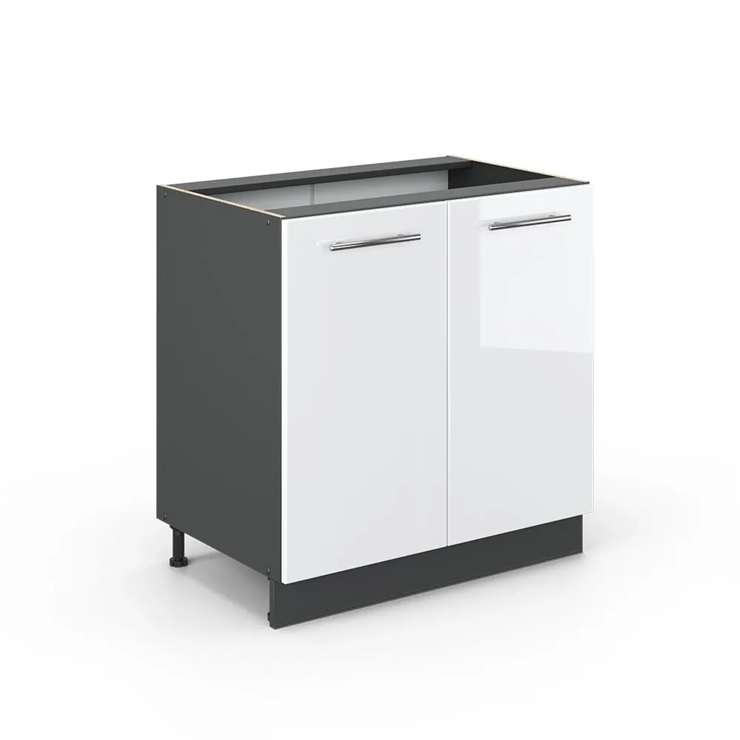 Vicco Küchenunterschrank Fame-Line Weiß Hochglanz/Anthrazit 80 x 82 ohne Arbeitsplatte