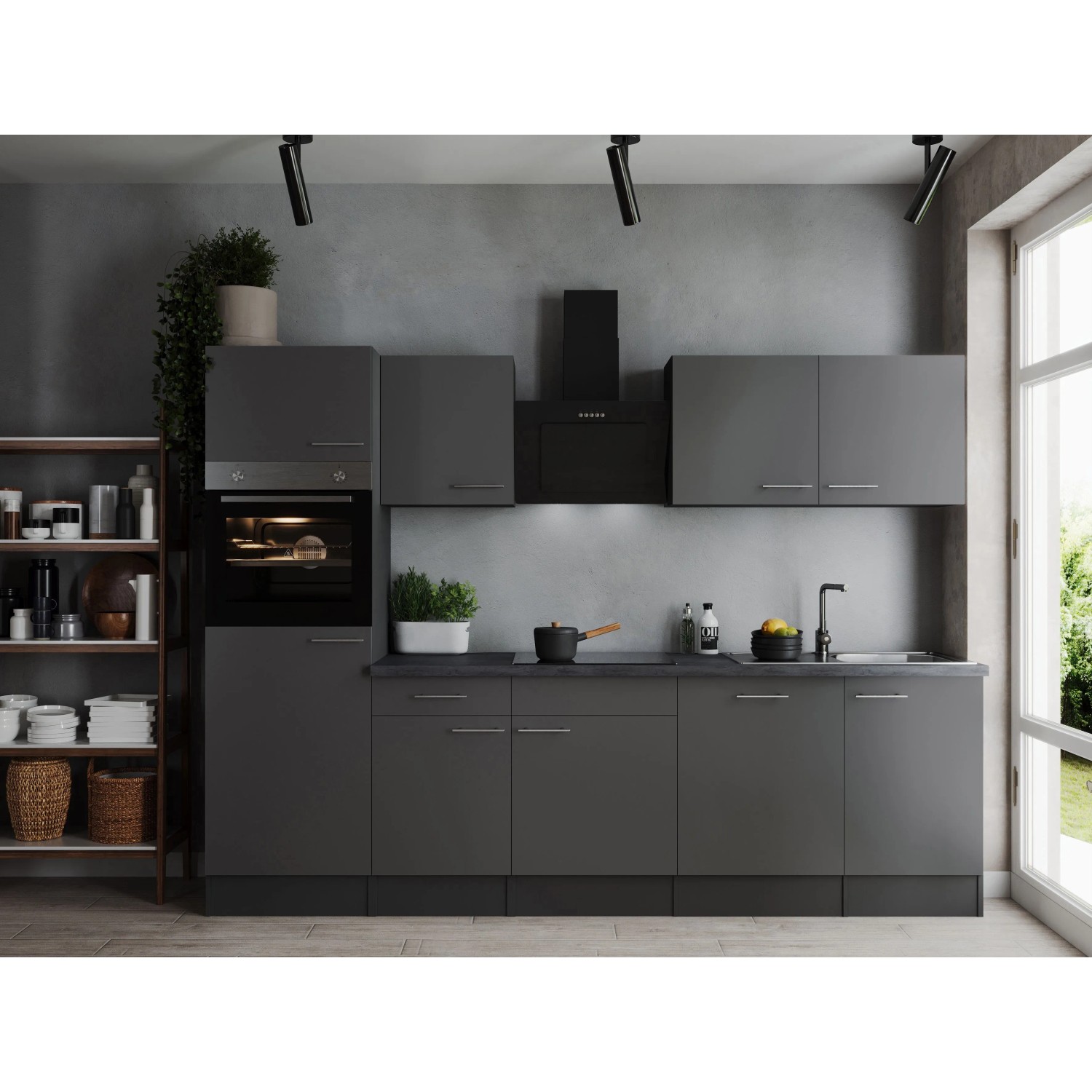 Respekta Küchenzeile Oliver 280 cm Grau