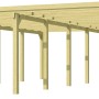 Weka Doppelcarport aus Holz, Flachdach, 603x612 cm, ohne Dachplatten. Stabile Konstruktion mit Pfosten.