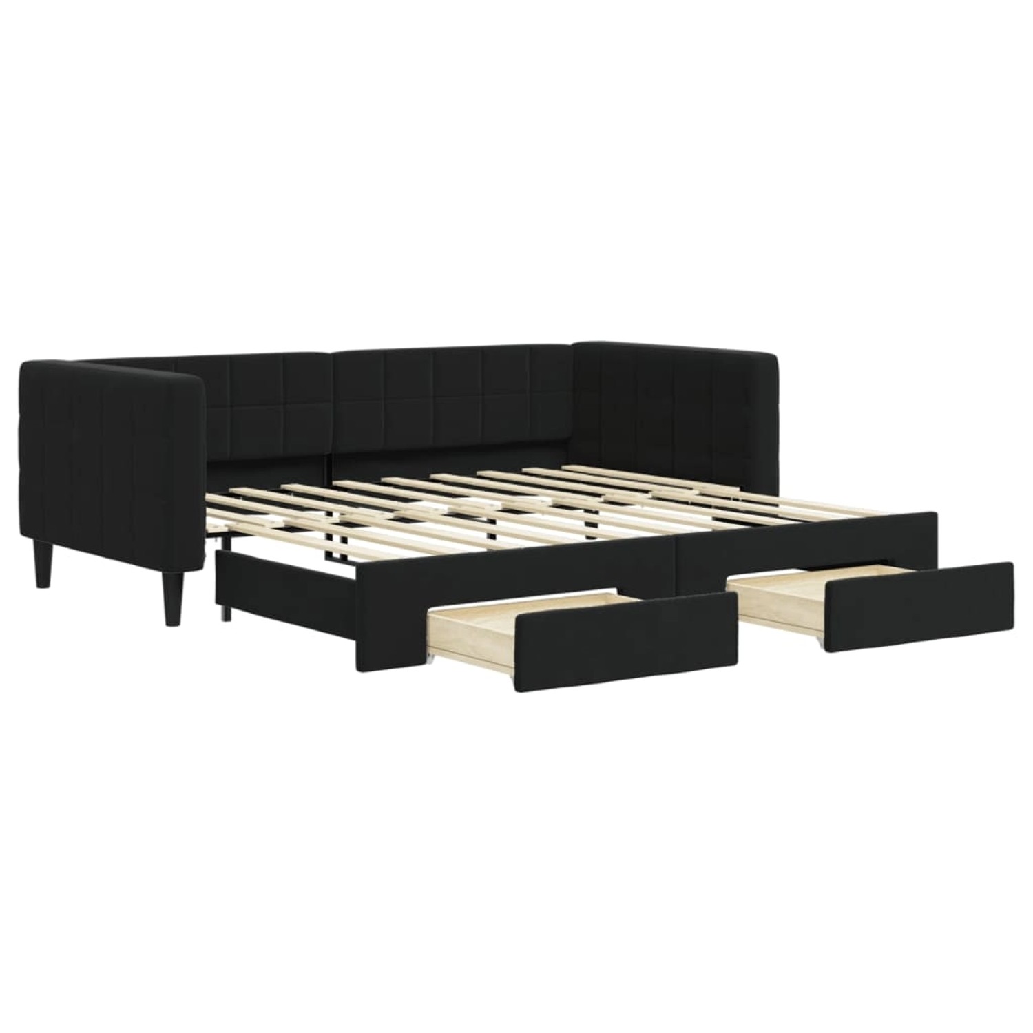 vidaXL Tagesbett Ausziehbar mit Schubladen Schwarz 90x190 cm Samt 3196754 günstig online kaufen